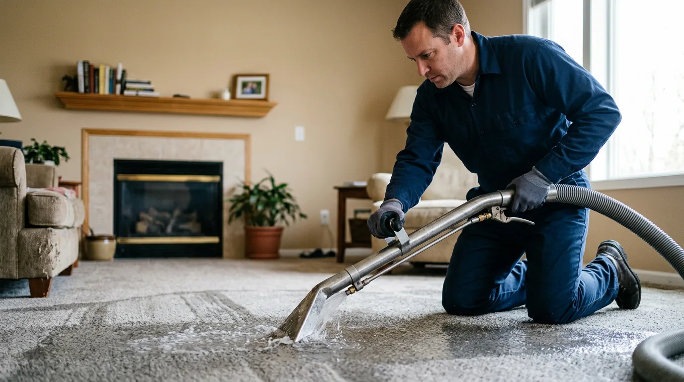 Water damage restoration technician working near Britt, IA